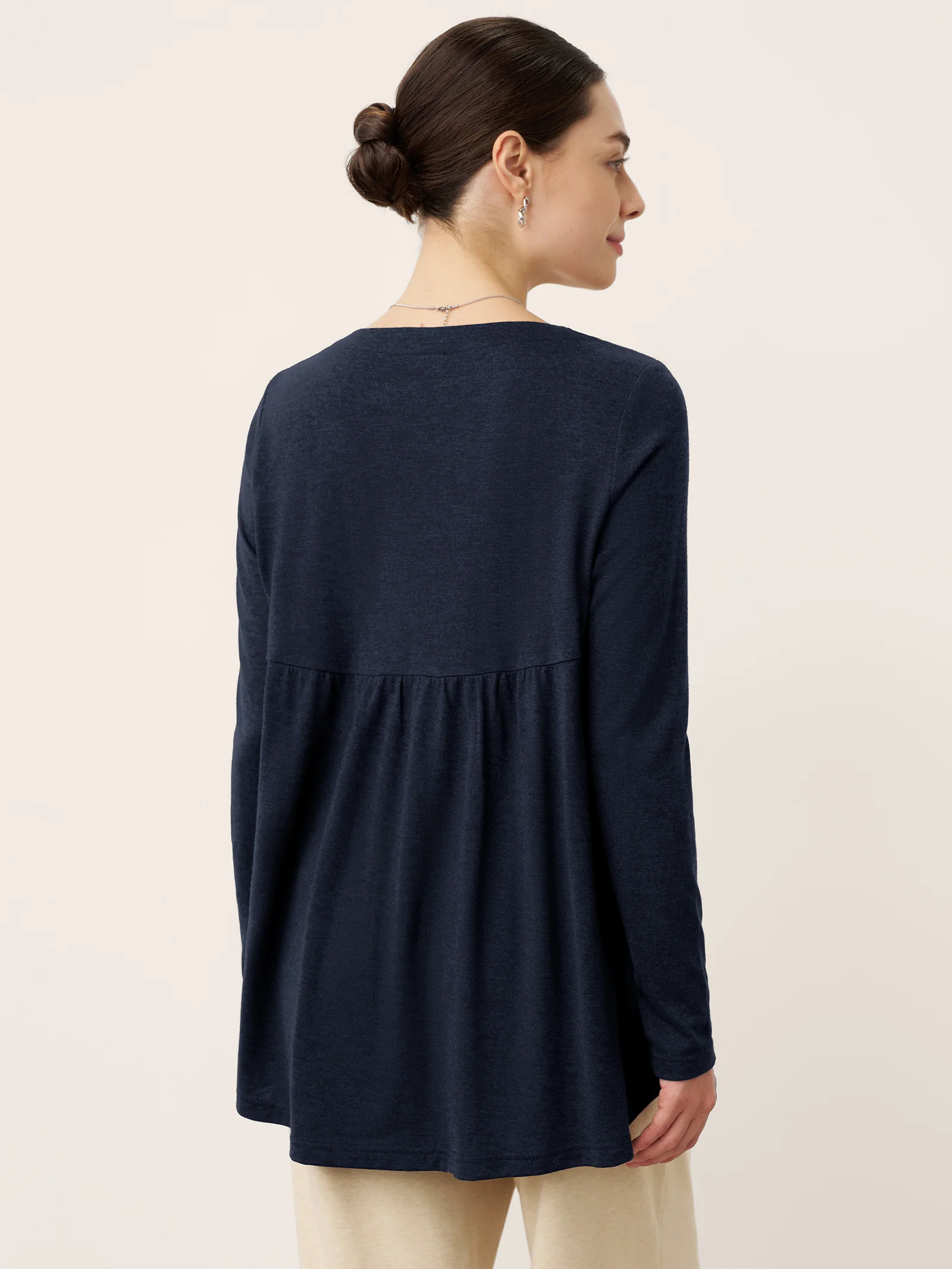 Wool Panelled Ruched Asymmetric Hem Top KALISTA - Image 10