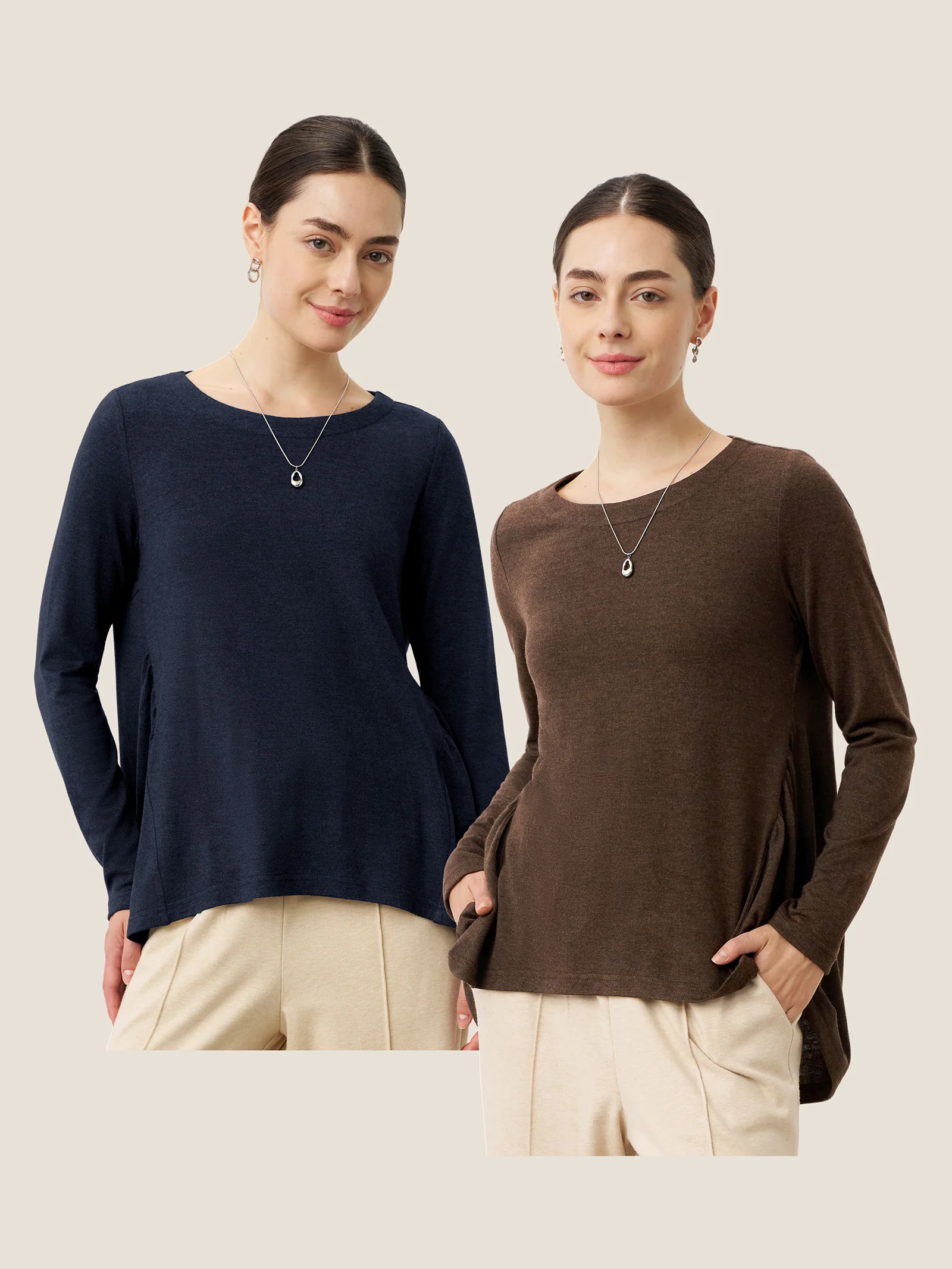 Wool Panelled Ruched Asymmetric Hem Top KALISTA - Image 11