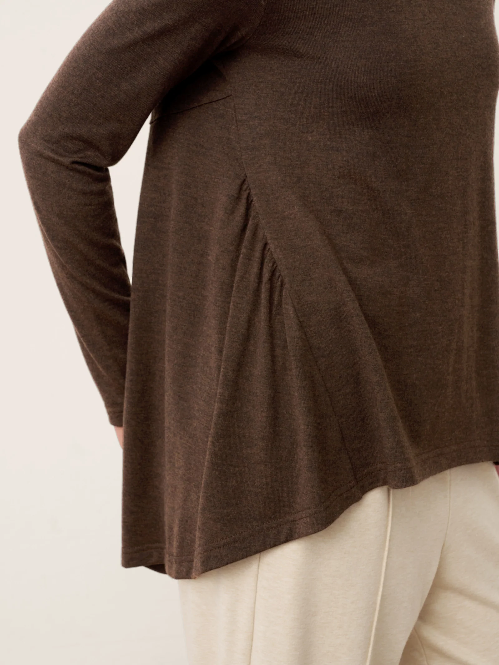 Wool Panelled Ruched Asymmetric Hem Top KALISTA - Image 6