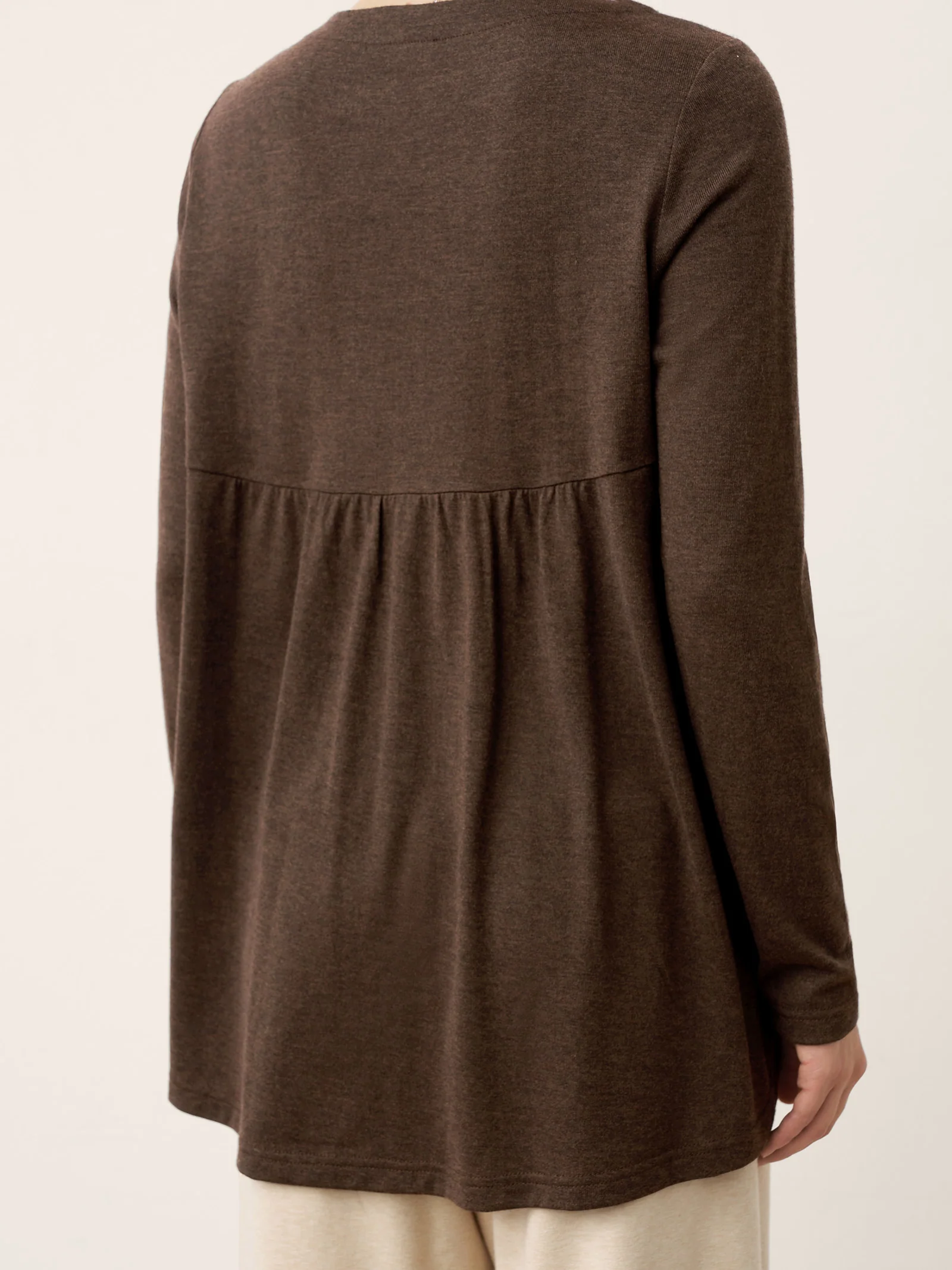 Wool Panelled Ruched Asymmetric Hem Top KALISTA - Image 7