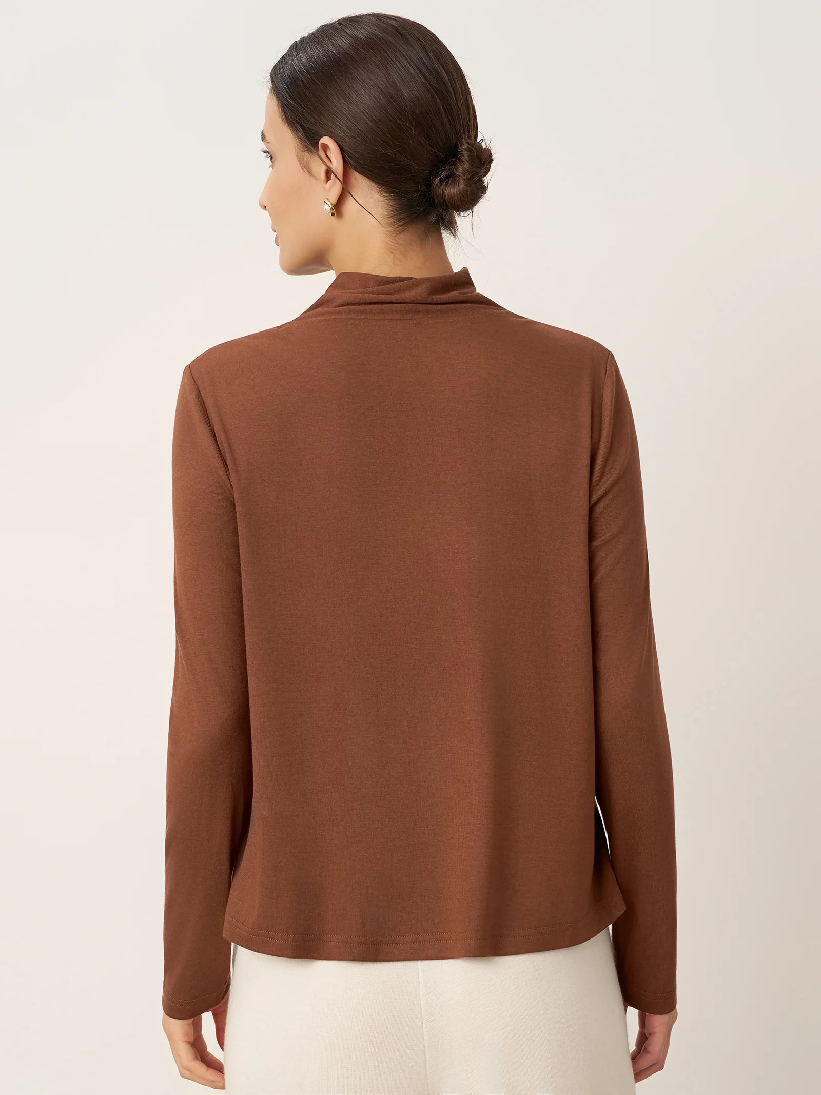 Wool Scarf Collar Long Sleeve Top ALESSIA - Image 3