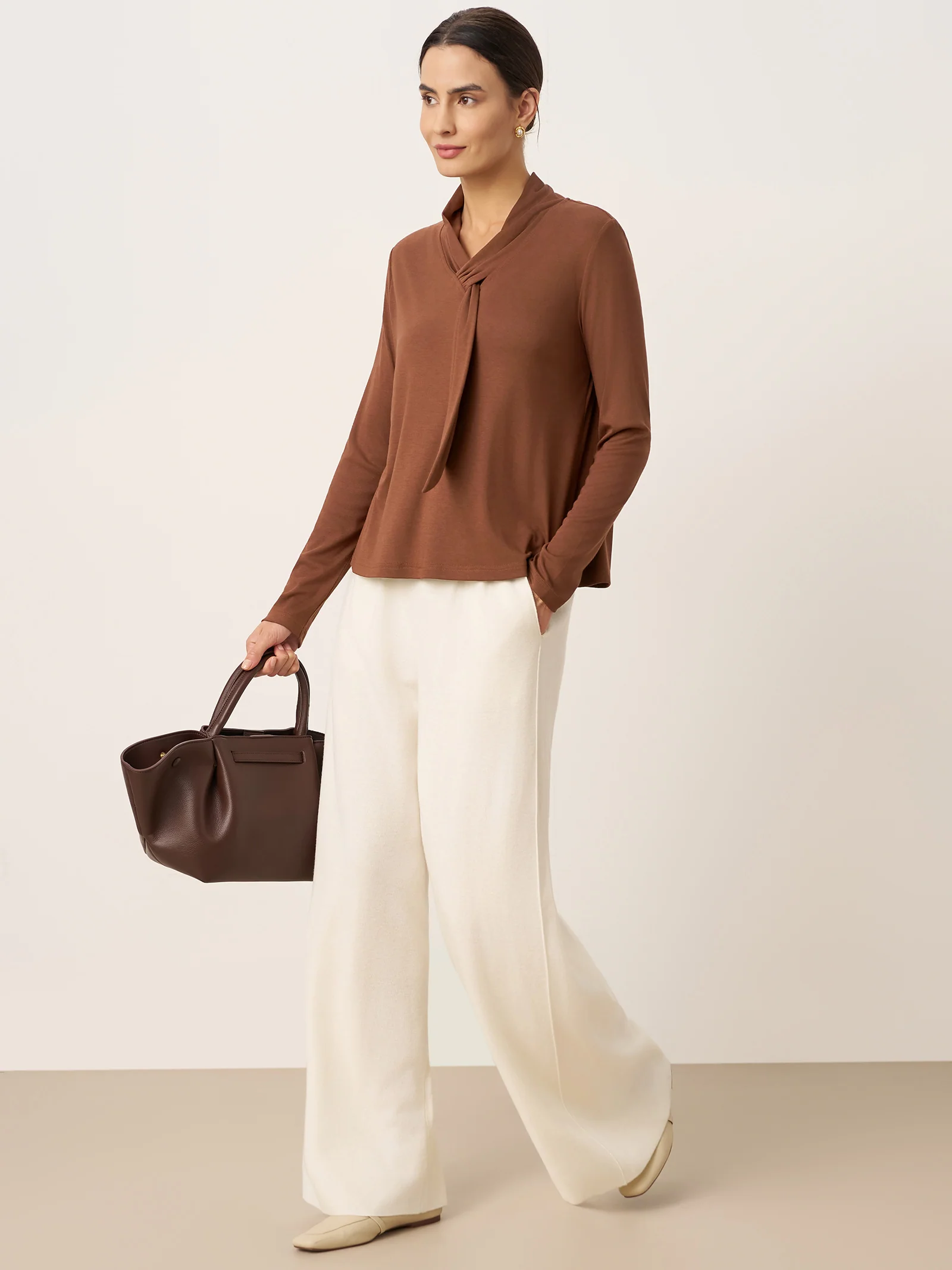 Wool Scarf Collar Long Sleeve Top ALESSIA - Image 5