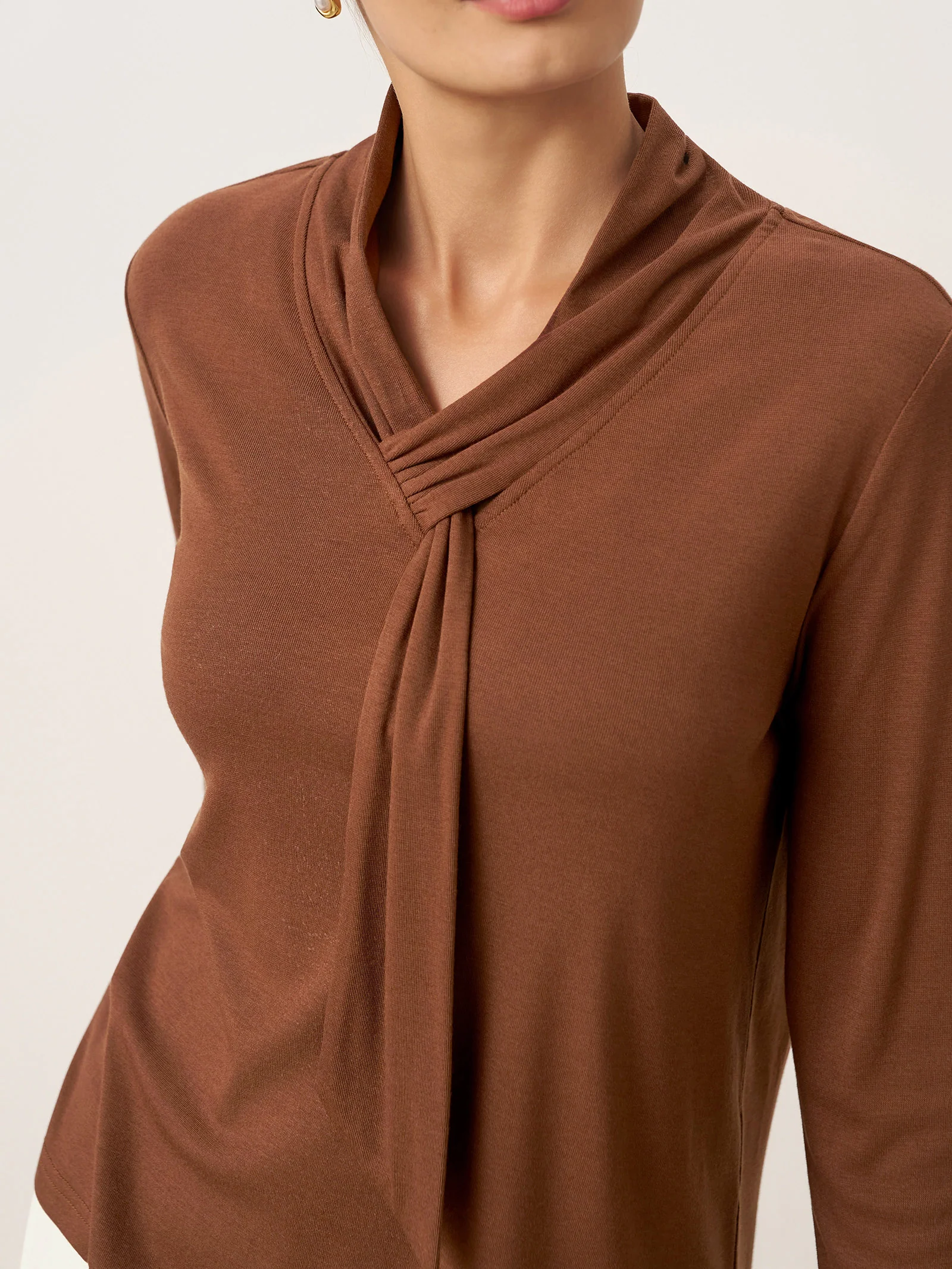 Wool Scarf Collar Long Sleeve Top ALESSIA - Image 6