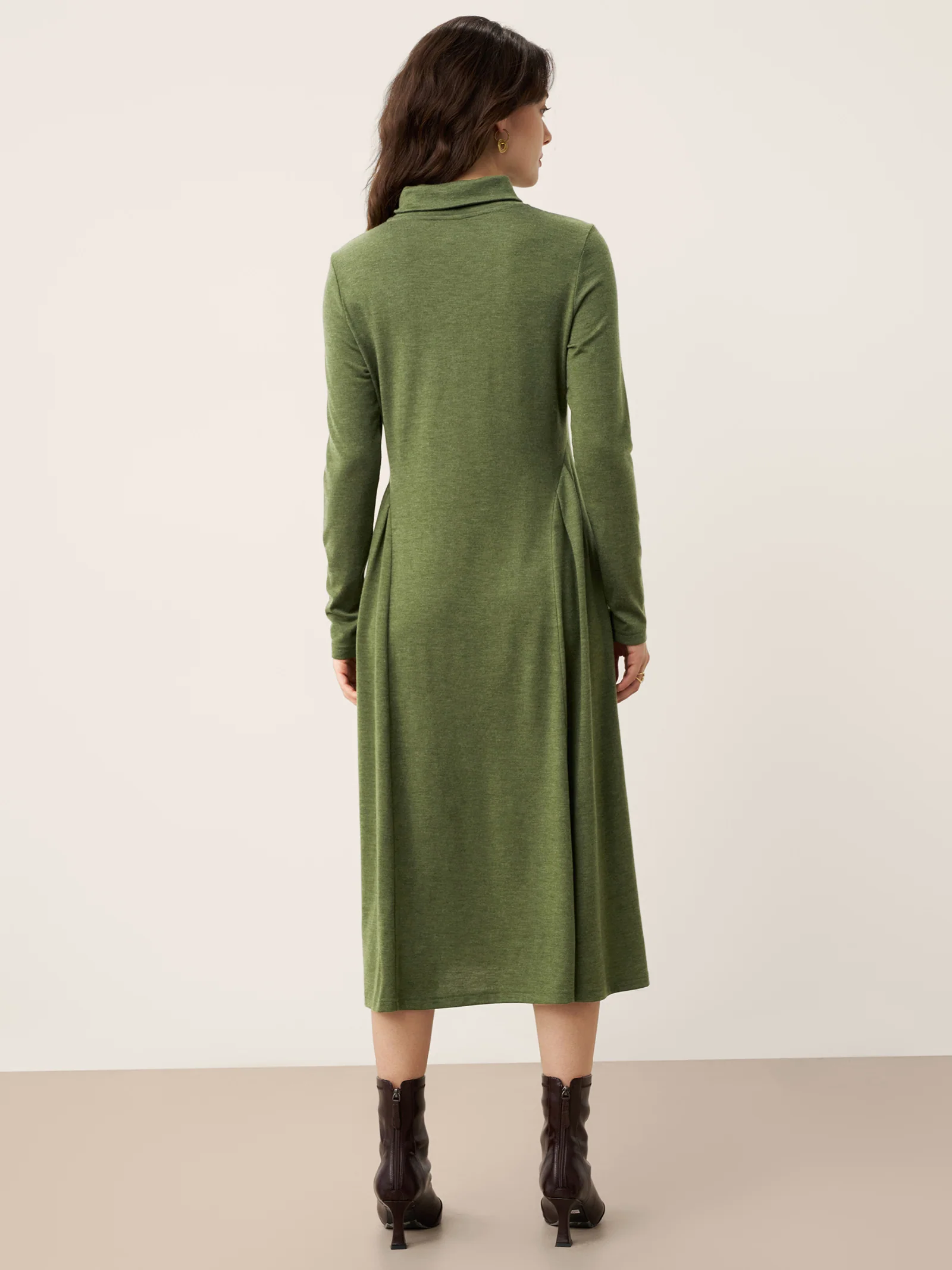 Wool Sculpted Pleats Turtleneck Maxi Dress BRIAR - Image 3