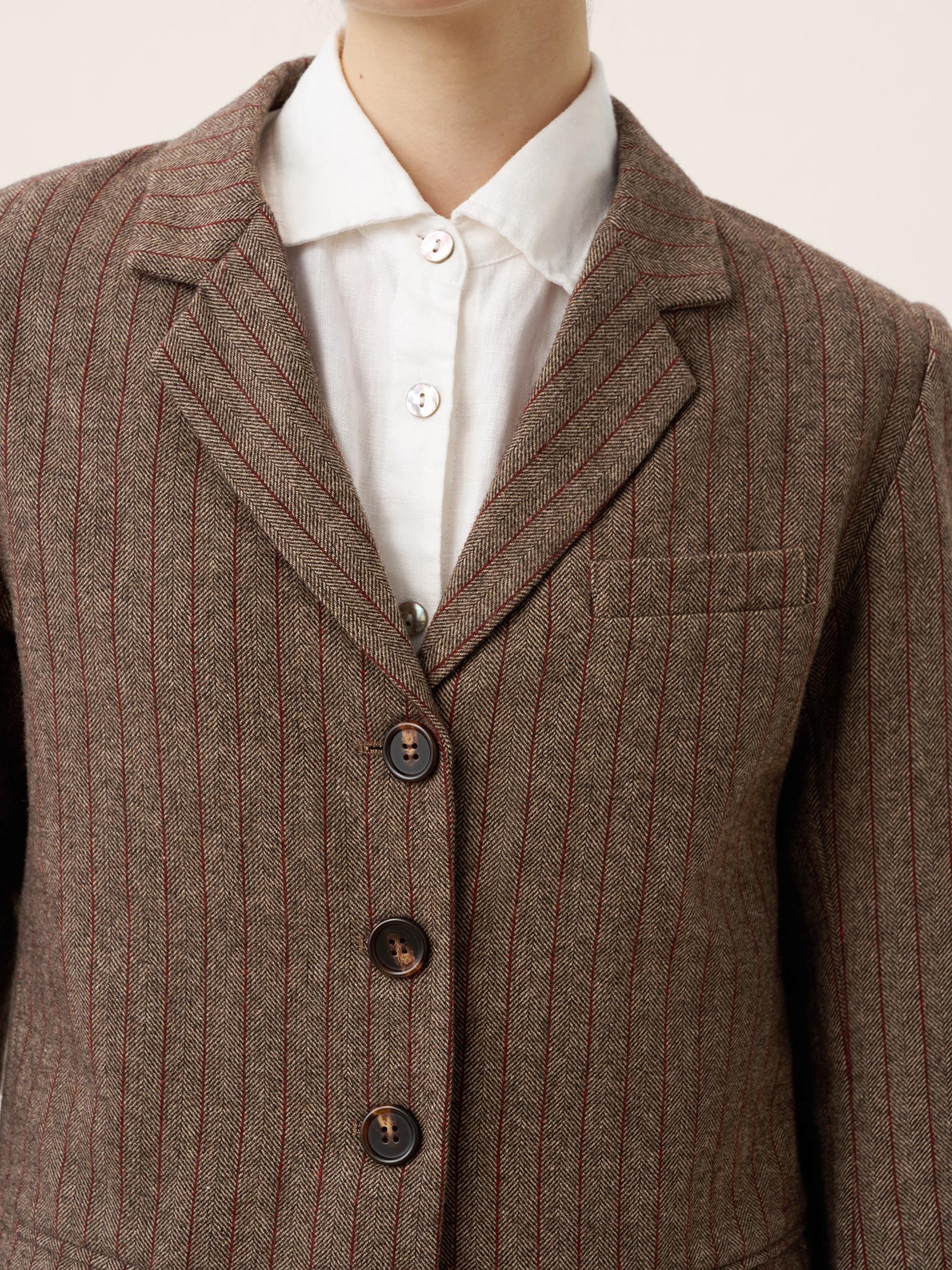 Wool Striped Notched Lapel Suit Blazer DAPHNE - Image 7