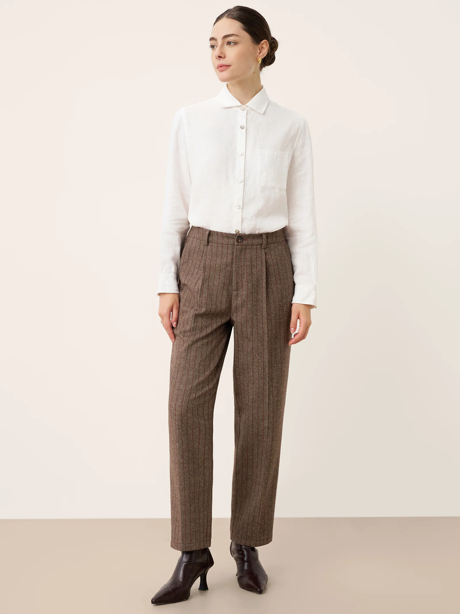 Wool Striped Tapered Tailored Trousers CASSIOPEIA - Image 4