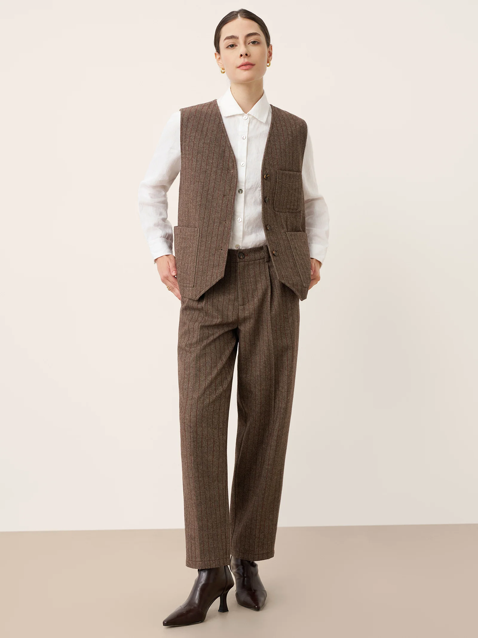 Wool Striped Tapered Tailored Trousers CASSIOPEIA - Image 7