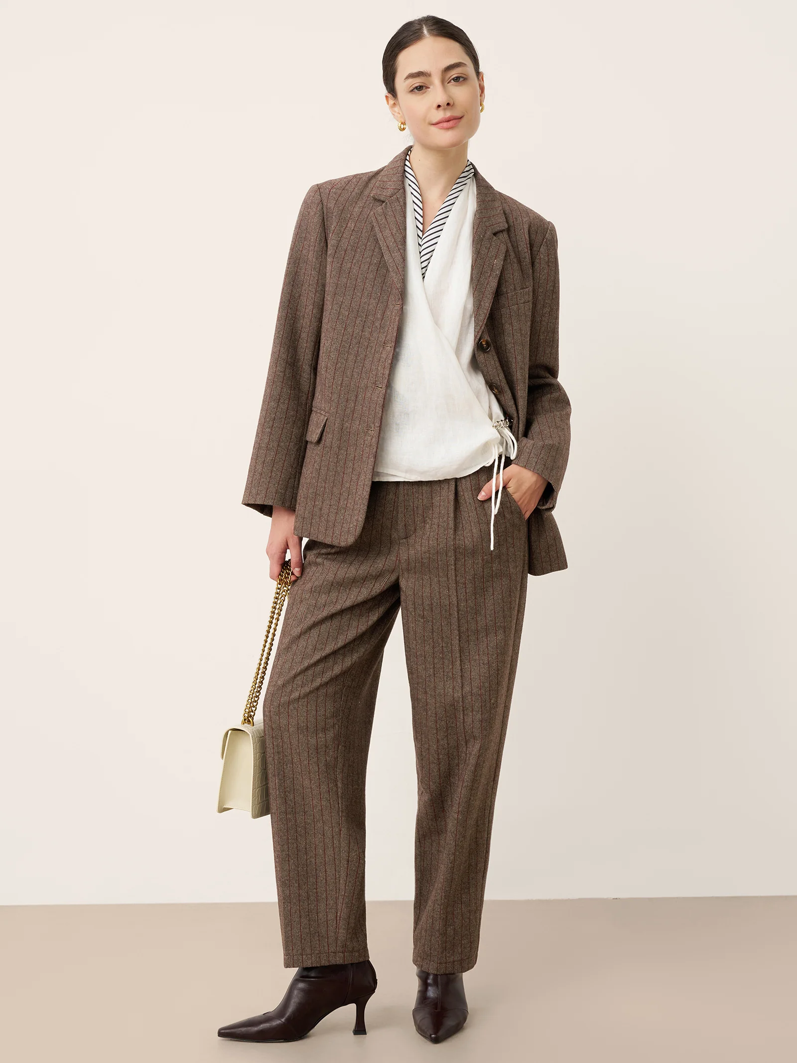 Wool Striped Tapered Tailored Trousers CASSIOPEIA - Image 8