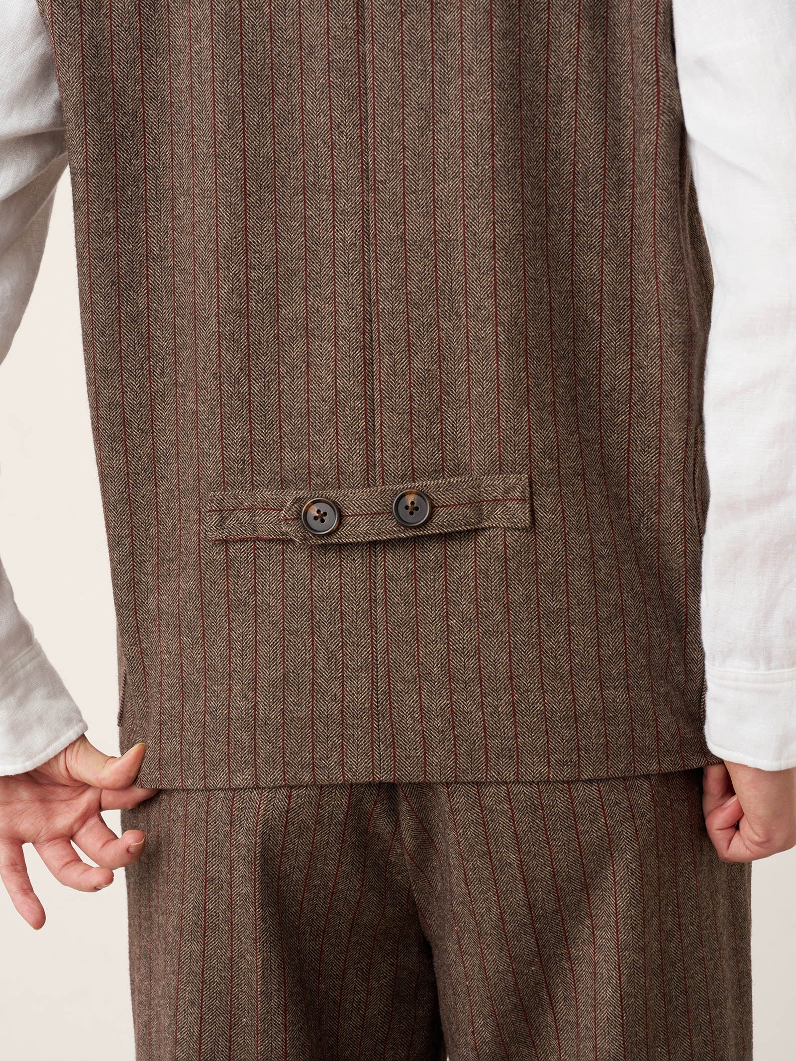 Wool Striped V-Neck Button-Detail Vest ELUNED - Image 8