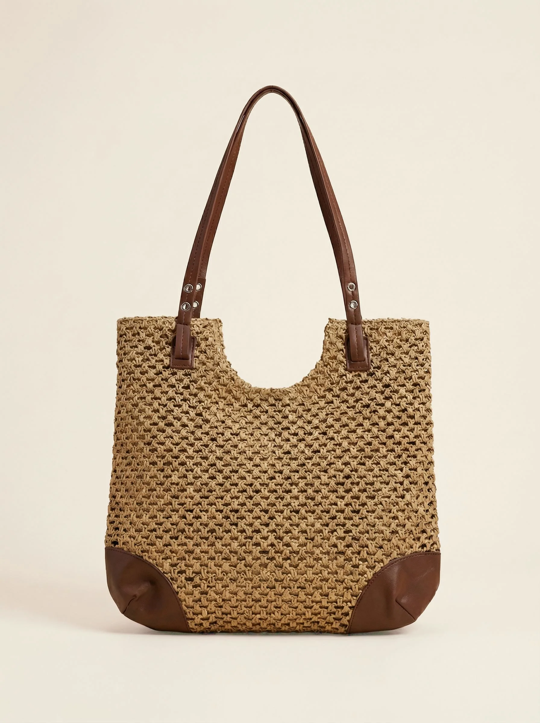 Woven Hollow-Out Shoulder Tote Bag - Image 5