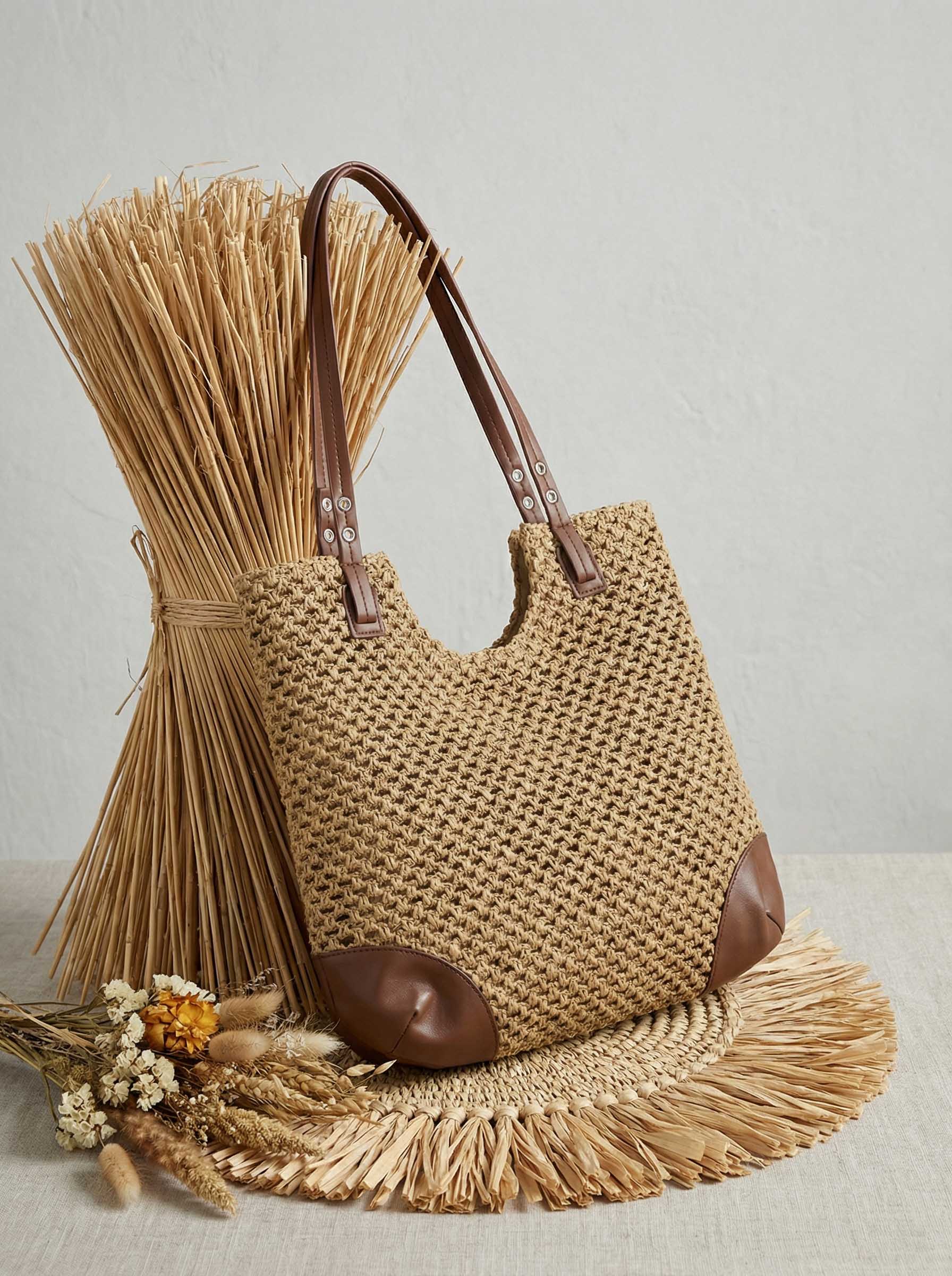 Woven Hollow-Out Shoulder Tote Bag - Image 7